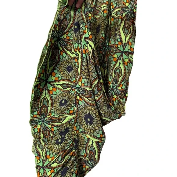 One World Crochet Neck Maxi‎ Dress Women's Medium Green Floral Print Sleeveless - Picture 2 of 9